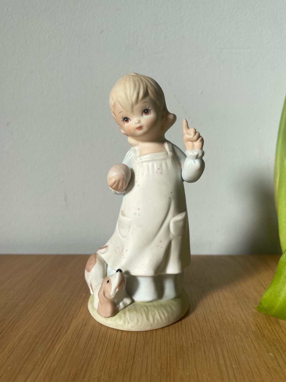 Vintage Lefton Be My Pet Girl & Dog Figurine Christopher Collection 1982